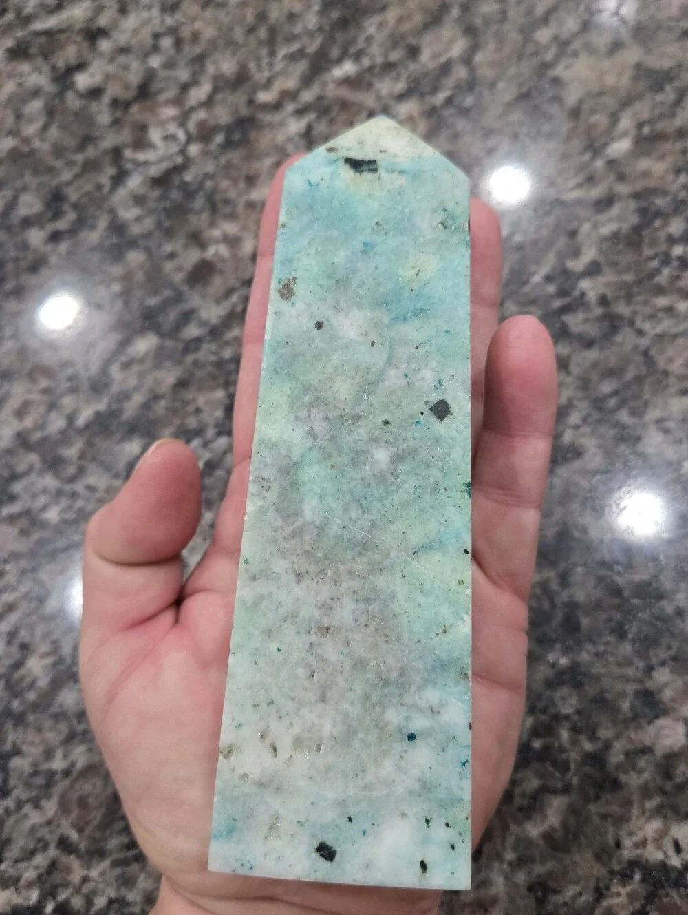 Natural Chrysocolla Blue Green Crystal Point Obelisk Tower #7 New